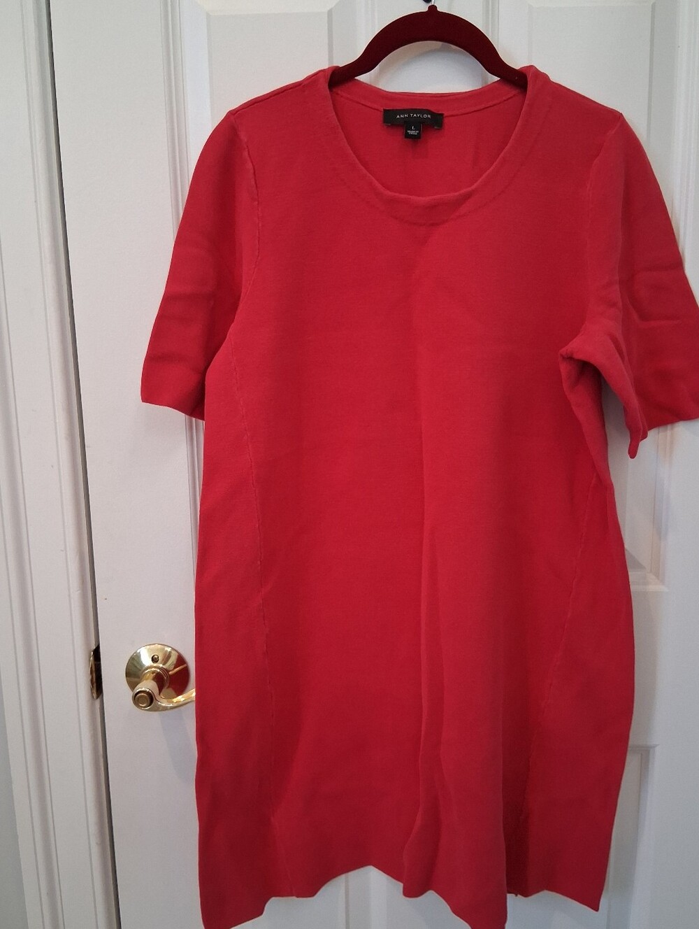 Ann Taylor Red Knit Short-Sleeve Dress